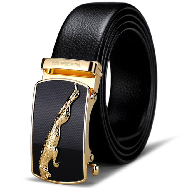 MartinPOLO Men Belt Genuine Leather Automatic Buckle Luxury Brand Male Belts Black Strap Original Natural Cowskin Belts MP01001P