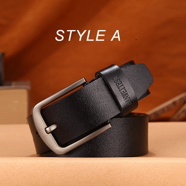 [DWTS]men's belt high quality leather belt men male genuine leather strap luxury pin buckle fancy vintage jeans free shipping