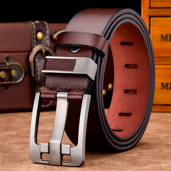 [DWTS]men's belt high quality leather belt men male genuine leather strap luxury pin buckle fancy vintage jeans free shipping