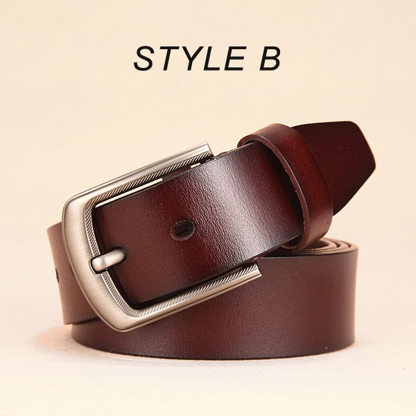 [DWTS]men's belt high quality leather belt men male genuine leather strap luxury pin buckle fancy vintage jeans free shipping