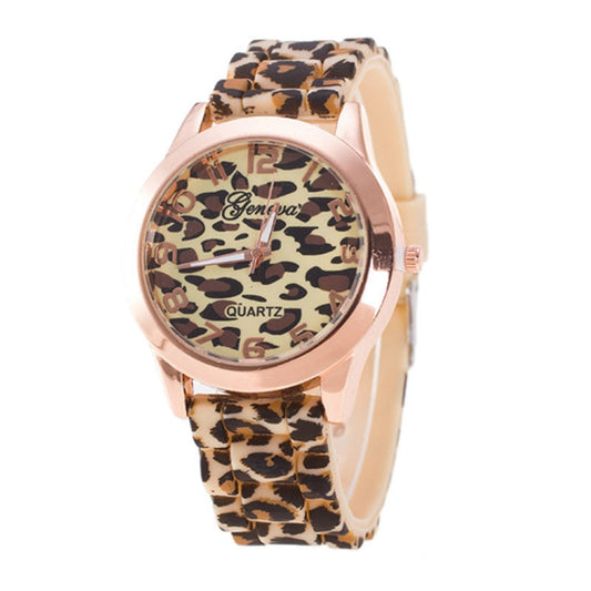 Fashion Unisex Geneva Women Watch Leopard Printing Dial Strap Silicone Jelly Gel Ladies Quartz Wrist Watch Gift Clock Relogio #W