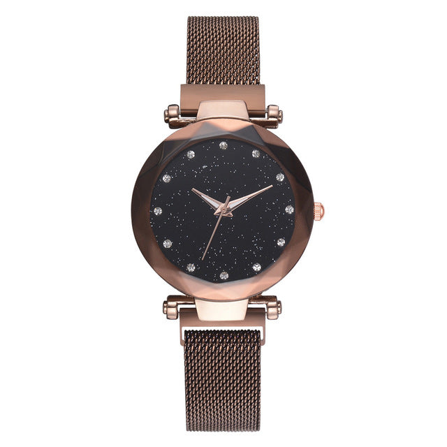 Luxury Women Watches Fashion Elegant Magnet Buckle Vibrato Purple Gold Ladies Wristwatch 2019 New Starry Sky  Relogio Feminino