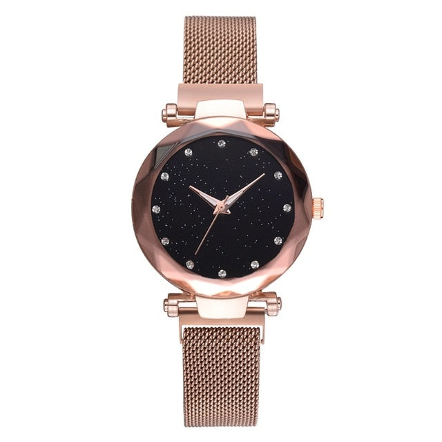 Luxury Women Watches Fashion Elegant Magnet Buckle Vibrato Purple Gold Ladies Wristwatch 2019 New Starry Sky  Relogio Feminino