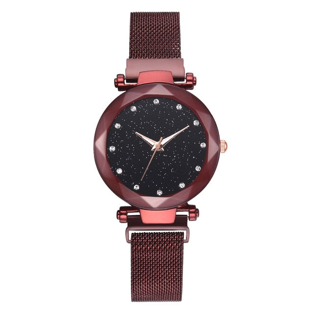 Luxury Women Watches Fashion Elegant Magnet Buckle Vibrato Purple Gold Ladies Wristwatch 2019 New Starry Sky  Relogio Feminino