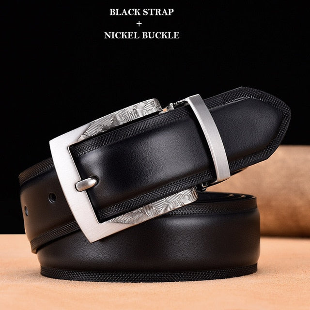 Men Belt High Quality Cow Genuine Leather Luxury Strap Male Belts For Men New Fashion Classic Vintage Gun Metal Pin Buckle