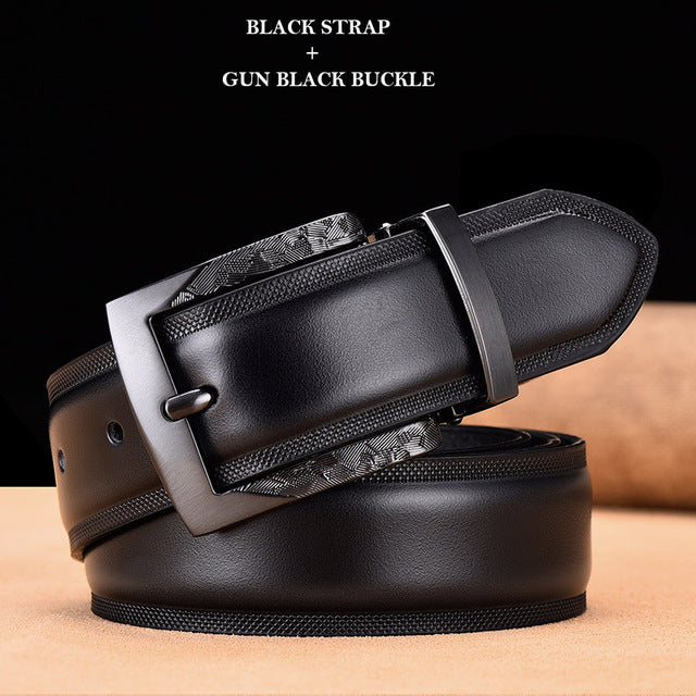 Men Belt High Quality Cow Genuine Leather Luxury Strap Male Belts For Men New Fashion Classic Vintage Gun Metal Pin Buckle