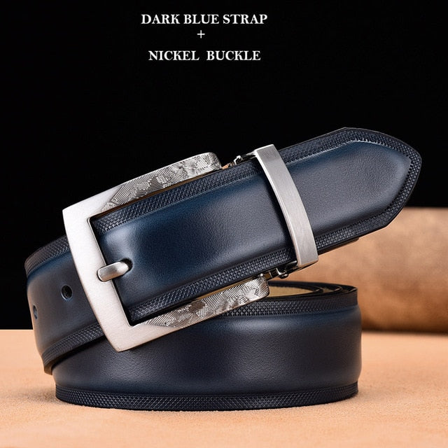 Men Belt High Quality Cow Genuine Leather Luxury Strap Male Belts For Men New Fashion Classic Vintage Gun Metal Pin Buckle