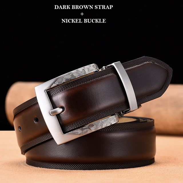 Men Belt High Quality Cow Genuine Leather Luxury Strap Male Belts For Men New Fashion Classic Vintage Gun Metal Pin Buckle