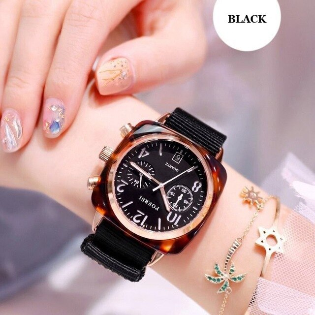 Square Women Watch Fashion Canvas Strap Rose Gold Waterproof Ladies Sport Wrist Watch For Montre Femme 2019 Relogio Feminino