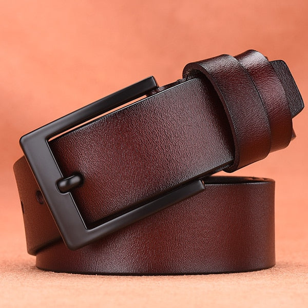 [LFMB]cow genuine leather luxury strap male belts for men new fashion classice vintage pin buckle leather belt male belt men