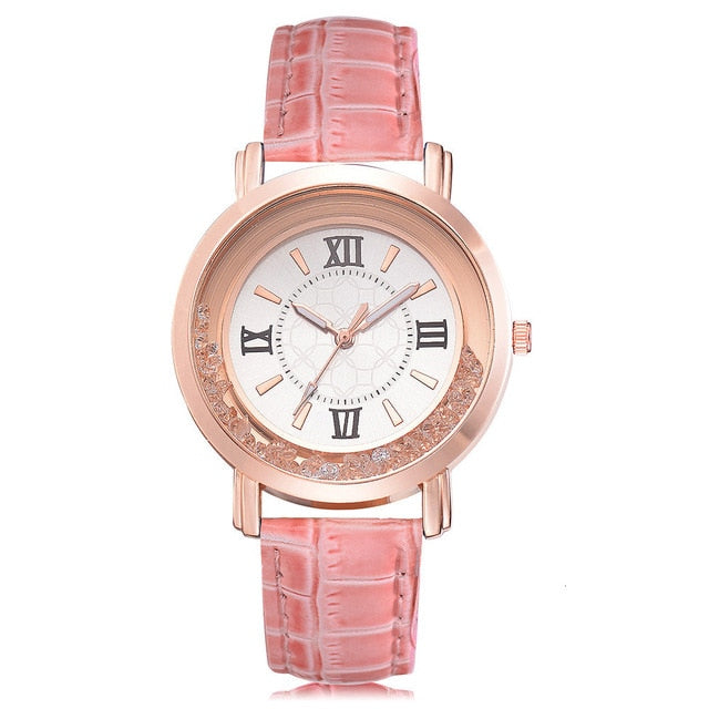 New ladies watch Rhinestone Leather Bracelet Wristwatch Women Fashion Clock Lady Alloy Analog Quartz relojes children watches