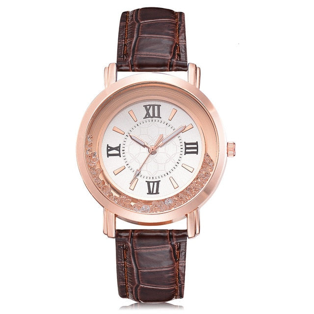 New ladies watch Rhinestone Leather Bracelet Wristwatch Women Fashion Clock Lady Alloy Analog Quartz relojes children watches