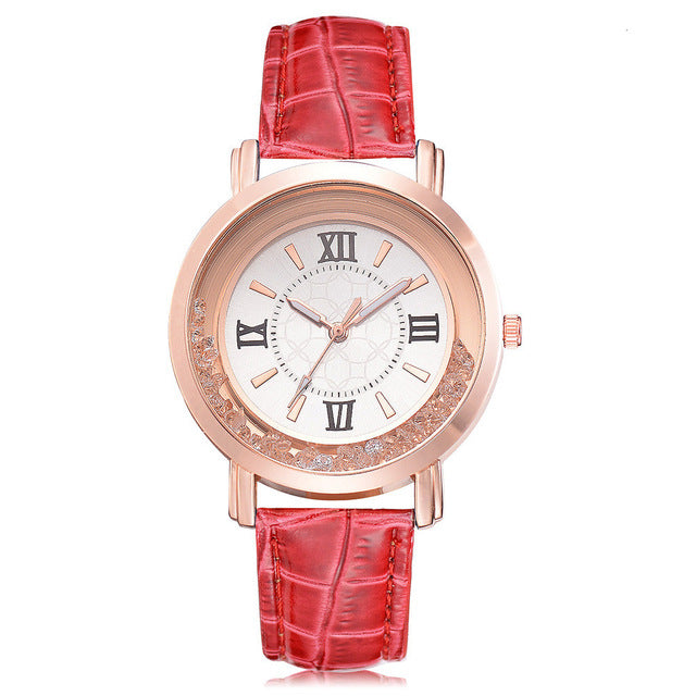 New ladies watch Rhinestone Leather Bracelet Wristwatch Women Fashion Clock Lady Alloy Analog Quartz relojes children watches