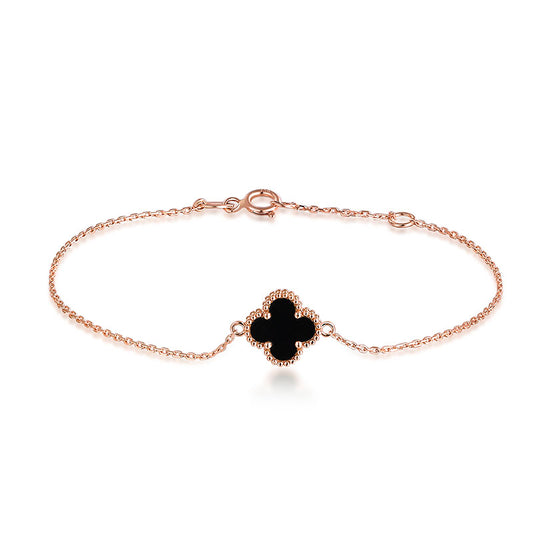 Hotsale Lucky 4-Leaf Clover Agate 18k True Real Solid Gold Bracelets Bangles Upscale Office Jewelry For Women Girl Fancy Gift