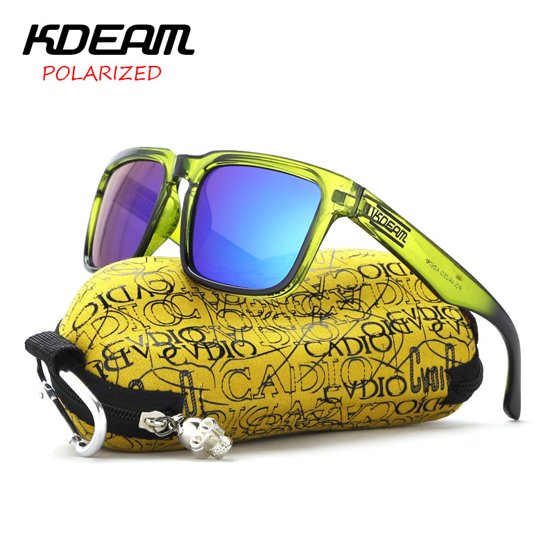 KDEAM Polarized Sunglasses Men Reflective Coating Square Sun Glasses Women Brand Designer UV400 With Original Case KD901P-C8
