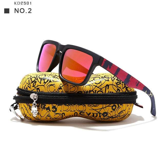 KDEAM Polarized Sunglasses Men Reflective Coating Square Sun Glasses Women Brand Designer UV400 With Original Case KD901P-C8