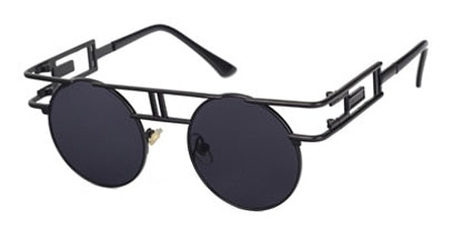 Peekaboo vintage gothic steampunk sunglasses men retro round metal frame yellow red circle sun glasses for women unisex uv400