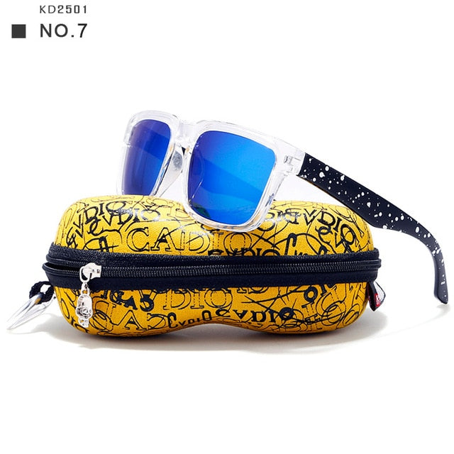 KDEAM Polarized Sunglasses Men Reflective Coating Square Sun Glasses Women Brand Designer UV400 With Original Case KD901P-C8