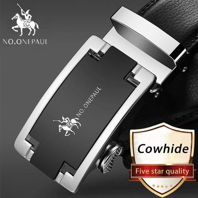NO.ONEPAUL Luxury brand Male Genuine Leather Strap Belts For Men Top Quality Belt Automatic Buckle black Belts Cummerbunds