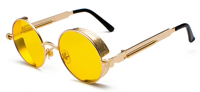 Peekaboo metal round steampunk sunglasses men women fashion summer 2019 pink blue yellow red round sun glasses for women unisex