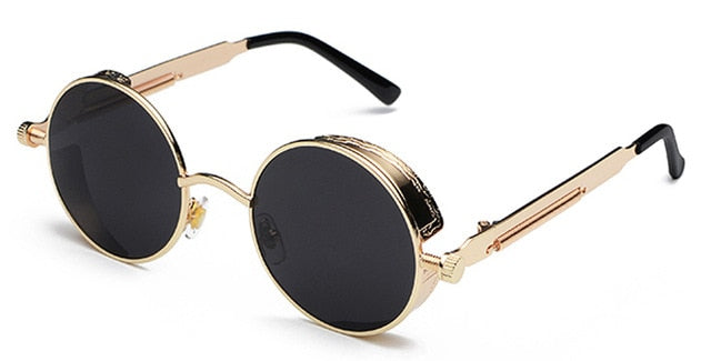 Peekaboo metal round steampunk sunglasses men women fashion summer 2019 pink blue yellow red round sun glasses for women unisex