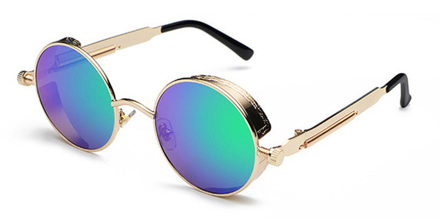 Peekaboo metal round steampunk sunglasses men women fashion summer 2019 pink blue yellow red round sun glasses for women unisex