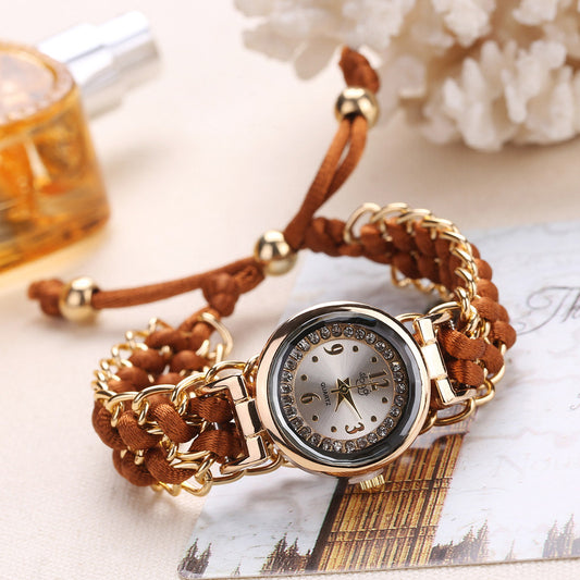 New Arrival  Women Watch Special Design Knitting Rope Chain Winding Analog Quartz Movement Wrist Watch Senhoras assistir