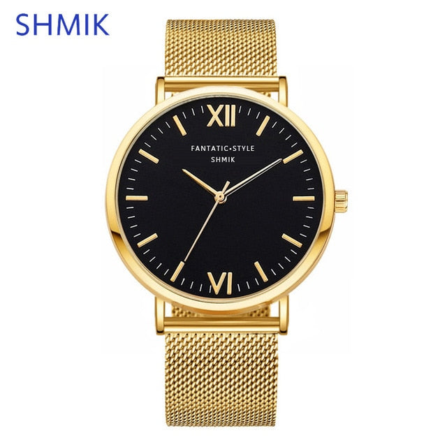 Simple Women FANTATIC STYLE Watches SHMIK Brand Luxury Stainless Steel Mesh Quartz Wristwatches Montre Femme Clock