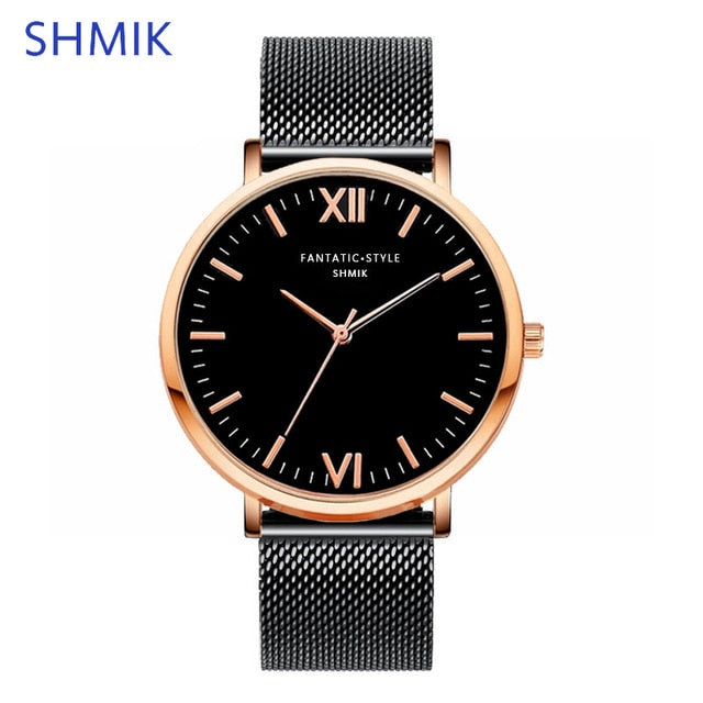 Simple Women FANTATIC STYLE Watches SHMIK Brand Luxury Stainless Steel Mesh Quartz Wristwatches Montre Femme Clock