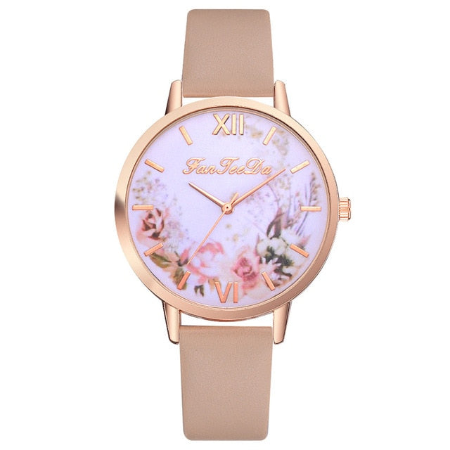 Relojes Para Mujer Hours Women Watches Leather Band Luxe Brand Times Watch Women Ladies Watch Creative Flower Bayan Kol Saati *A