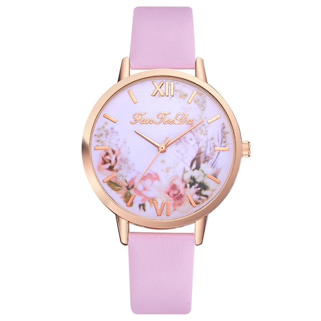 Relojes Para Mujer Hours Women Watches Leather Band Luxe Brand Times Watch Women Ladies Watch Creative Flower Bayan Kol Saati *A
