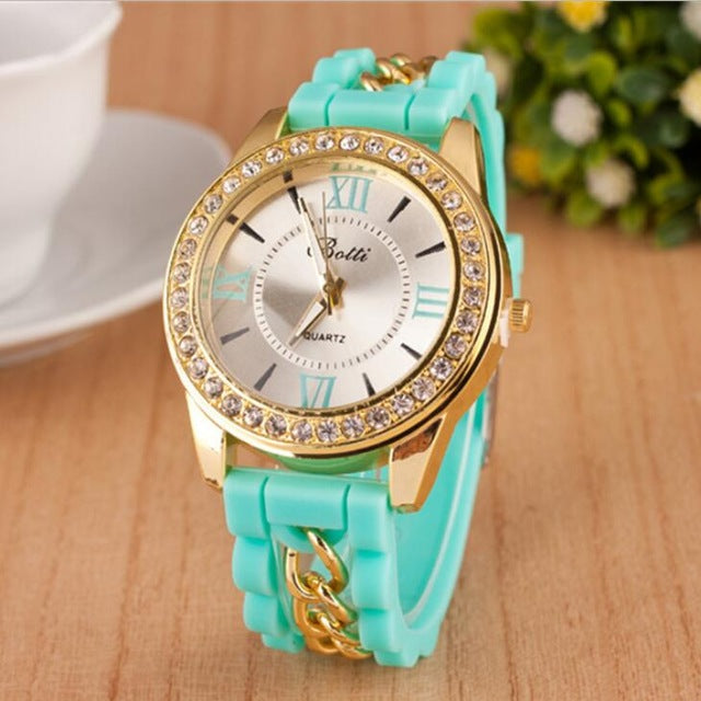 MINHIN Women Watch Brand Fashion Casual Quartz Watches Ladies Dress Sport Rhinestone Dial Relojes Mujer Chain Wristwatches