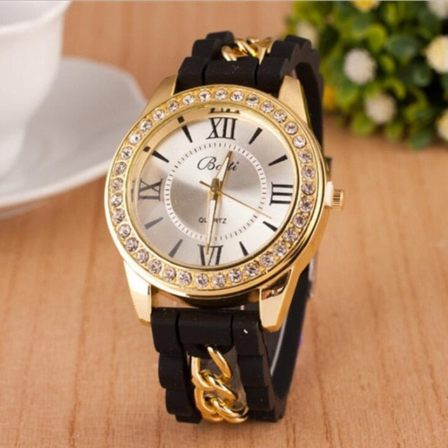 MINHIN Women Watch Brand Fashion Casual Quartz Watches Ladies Dress Sport Rhinestone Dial Relojes Mujer Chain Wristwatches
