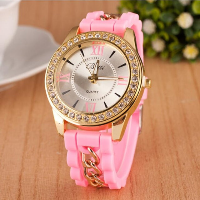 MINHIN Women Watch Brand Fashion Casual Quartz Watches Ladies Dress Sport Rhinestone Dial Relojes Mujer Chain Wristwatches