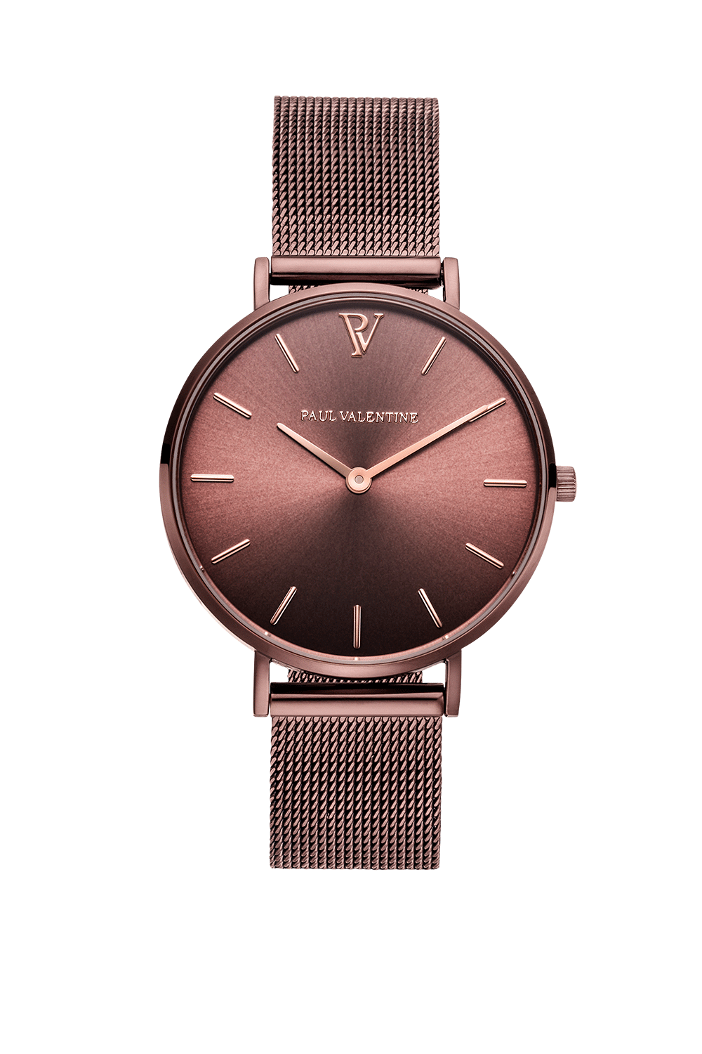 Women Watch Waterproof Business COFFEE MESH Stainless Ladies Paul Valentine 32mm